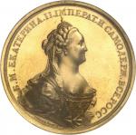 RUSSIE Catherine II (1762-1796). Médaille d’Or, restauration du Palais du Kremlin à Moscou par T. Iv
