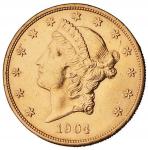 1904年美国20美元金币一枚
