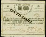 BRAZIL. Banco Commercial Do Maranhao. 100 Mil Reis, 1854. P-S424. PCGSBG Very Fine 20.