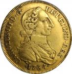 COLOMBIA. 8 Escudos, 1764-NR JV. Nuevo Reino Mint. Charles III. PCGS EF-45 Gold Shield.