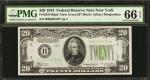 Fr. 2054-B*. 1934 $20 Federal Reserve Star Note. New York. PMG Gem Uncirculated 66 EPQ.