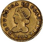COLOMBIA. Escudo, 1825-POPAYAN FM. Popayan Mint. NGC VF Details--Obverse Rim Damage.