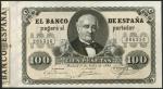 El Banco de Espana, 100 pesetas, 1 July 1884, serial number 285336, black and pale pink-orange, A.Mo