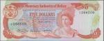  Monetary Authority of Belize, $5, 1 June 1980, prefix J/2, red and multicoloured, Elizabeth II at r
