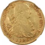 COLOMBIA. 8 Escudos, 1796-PJF. Charles VI (1788-1808). NGC EF Details--Excessive Surface Hairlines.
