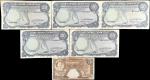 EAST AFRICA. Lot of (6). East African Currency Board. 5 & 20 Shillings, ND. P-41b & 47a. Fine to Ver