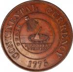 1776 (1876) Continental "Dollar." Dickeson Restrike. HK-853. Rarity-7. Copper. Mint State.