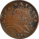 1787 New Jersey Copper. Maris 29-L, W-5075. Rarity-5. Outlined Shield. Fine-15.