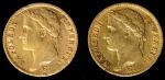 FRANCE. Pair of 20 Francs (2 Pieces), 1808 & 1811. Paris Mint. Napoleon I. Average Grade: VERY FINE.