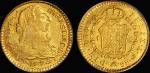1779年哥伦比亚卡洛斯三世国王像背皇冠盾牌图金币 PCGS AU 53