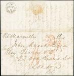 Hong Kong Treaty Ports Shanghai 1863 (24 Jan.) entire letter to John Heard in London, rated " 1/5"  