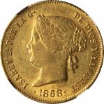 PHILIPPINES. 4 Pesos, 1868. Manila Mint. Isabel II. NGC AU-55.