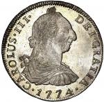 Potosi, Bolivia, bust 8 reales, Charles III, 1774 JR, NGC MS 63+.