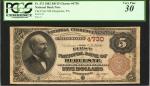 Duquesne, Pennsylvania. $5 1882 Brown Back. Fr. 472. The First NB. Charter #4730. PCGS Very Fine 30.
