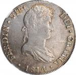 PERU. 8 Reales, 1814-LIMA JP. Lima Mint. Ferdinand VII. NGC AU-58.