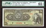 MEXICO. Banco de Campeche. 5 Pesos, ND (1903-09). P-S108s; M59s. Specimen. PMG Gem Uncirculated 65 E