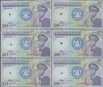 Central Bank of Lesotho, two sets of 3 specimen proofs 50 Maloti, 1981, all serial number A/81 00000