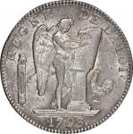France. 1793. Silver. NGC MS64. UNC. 6ﾘｰﾌﾞﾙ. Standing Genius writing the Constitution Silver 6 Livre