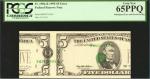 Fr. 1984-B. $5 1995 Federal Reserve Note. New York. PCGS Gem New 65 PPQ. Misalignment.