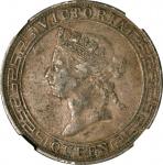 1866年香港一圆银币。香港造币厂。HONG KONG. Dollar, 1866. Hong Kong Mint. Victoria. NGC EF-45.
