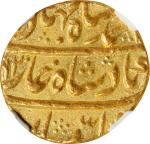 1749年印度1莫胡尔。德里铸币厂。INDIA. Mughal Empire. Mohur, AH [11]62 RY 1 (1749). Shahjahanabad (Delhi) Mint. Ah