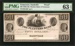 Nashville, Tennessee. Planters Bank of Tennessee. 1830s-50s $50. PMG Choice Uncirculated 63 EPQ. Pro