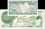 BURUNDI. Banque de la Republique du Burundi. 10 & 1000 Francs, 1980-81. P-31 & 33. Choice Uncirculat
