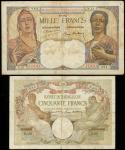 Banque de Madagascar, a group of the 1926-1948 issue, 5 (2), 10 (2), 20 (2), 50, 100 & 1000 francs, 