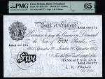 Bank of England, Leslie Kenneth OBrien, £5, London, 20 September 1955, serial number A83A 081572, bl