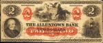 Allentown, Pennsylvania. Allentown Bank. April 22, 1861. $2. Very Fine.