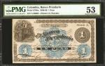COLOMBIA. Banco Prendario. 1 Peso, 1880-89. P-S788a. PMG About Uncirculated 53.