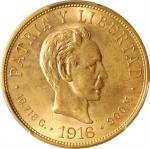 CUBA. 10 Pesos, 1916. Philadelphia Mint. PCGS MS-63.