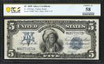 Fr. 278. 1899 $5 Silver Certificate. PCGS Banknote Choice About Uncirculated 58.
