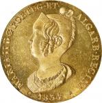 PORTUGAL. Peca (6400 Reis), 1834. Lisbon Mint. Maria II. NGC MS-64.