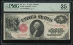 1917年美国1元，编号 T2712579A，PMG 35