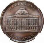 New York--New York. Undated (1837) Merchants Exchange. HT-294, Low-98. Rarity-1. Copper. 28.8 mm. MS