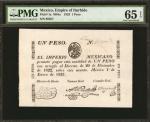 MEXICO. Empire of Iturbide. 1 Peso, 1823 Issue. P-1a. PMG Gem Uncirculated 65 EPQ.