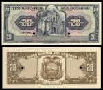 Ecuador. Banco Central del Ecuador. Pair of India Paper on Card Proofs. 20 Sucres 1950-60, P-102p un