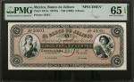 MEXICO. Banco de Jalisco. 5 Pesos, ND (1900). P-S314s. Specimen. PMG Gem Uncirculated 65 EPQ.