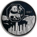 1987年香港钱币博览会（5 盎司）银章，熊猫系列。CHINA. Hong Kong Coin Expo Silver Medal (5 Ounces), 1987. Panda Series. NG