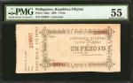 PHILIPPINES. Republica Filipina. 1 Peso, 1899. P-A28a. PMG About Uncirculated 55.