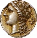 SICILY. Syracuse. Agathokles, 317-289 B.C. EL 50 Litrai (Hemistater) (3.58 gms), ca. 306/5 B.C. NGC 