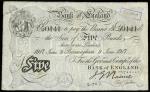 Bank of England, J.G. Nairne, ｣5, Birmingham, 9 June 1917, serial number 23/U 50141, black and white