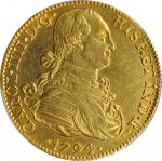 MEXICO. 8 Escudos, 1794-Mo FM. Mexico City Mint. Charles IV. PCGS Genuine--Cleaned, AU Details Gold 