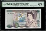 1984-88年英国20镑，编号75B 900299，PMG 67EPQ
