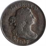 1807 Draped Bust Half Cent. C-1, the only known dies. Rarity-1. Fine-12 (ANACS).