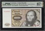 1980年德国联邦银行1000马克。GERMANY, FEDERAL REPUBLIC. Deutsche Bundesbank. 1000 Deutsche Mark, 1980. P-36b. P