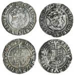 Henry VIII (1509-47), first coinage, Groats (2), 3.03g, m.m. crowned portcullis (obv. with chains), 