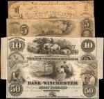 Lot of (4) Winchester, Virginia. Bank of Winchester. 1853-61. $1, $5, $10 & $50. Fine to Extremely F