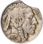 1935-Dated Buffalo Nickel--10% Clipped Planchet--EF-45 (PCGS).